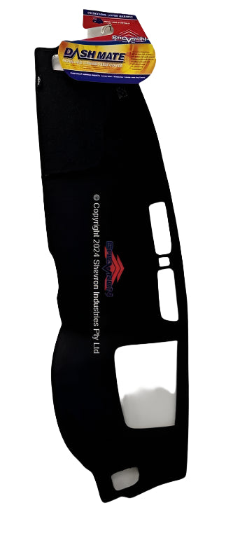 Black dashboard cover with a logo and text on a white background
