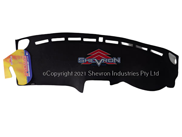 Black dashboard cover with Shevron logo on a white background