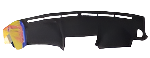 Black car dashboard cover with a colorful design on a white background