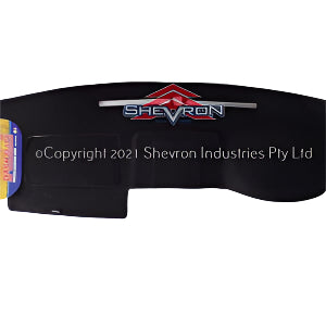 Black dashboard cover with Chevron logo on a white background