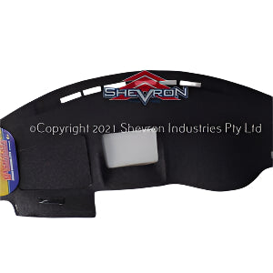 Black car dashboard cover with Chevron logo on a white background