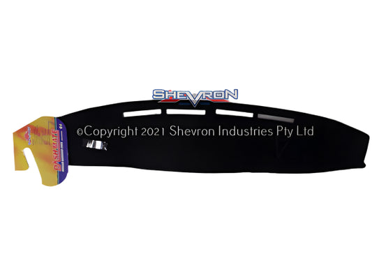 Black car dashboard cover with Chevron logo on a white background