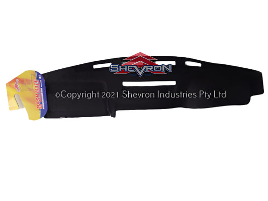 Black dashboard cover with Shevron logo on a white background