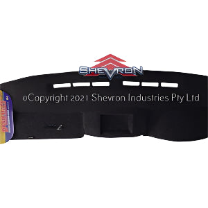 Black dashboard cover with Shevron logo on a white background