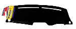 Black car dashboard cover with a logo on a white background